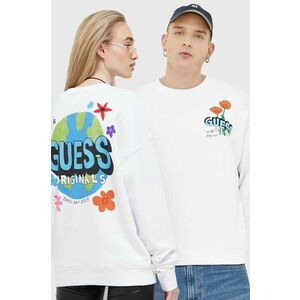 Mikina Guess Originals biela farba, s potlačou vyobraziť