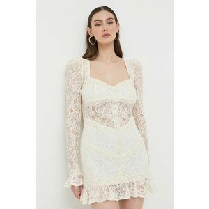 Šaty For Love & Lemons béžová farba, mini, rovný strih vyobraziť