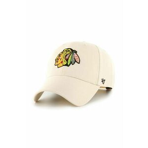 Šiltovka s prímesou vlny 47 brand NHL Chicago Blackhawks béžová farba, s nášivkou, H-MVPSP04WBP-NTB vyobraziť