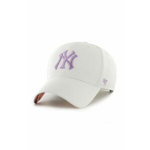 Šiltovka s prímesou vlny 47 brand MLB New York Yankees biela farba, s nášivkou, B-DGLMU17GWP-WH vyobraziť