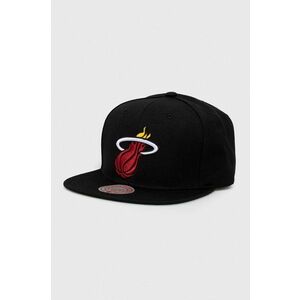 Šiltovka s prímesou vlny Mitchell&Ness Miami Heat čierna farba, s nášivkou vyobraziť