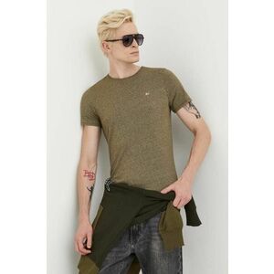 Tričko Tommy Jeans pánsky, zelená farba, melanžový, DM0DM09586 vyobraziť