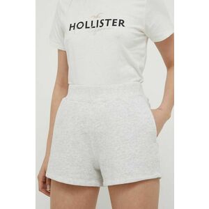 Šortky Hollister Co. dámske, šedá farba, melanžové, vysoký pás vyobraziť