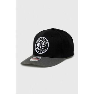 Šiltovka s prímesou vlny Mitchell&Ness Brooklyn Nets čierna farba, s nášivkou vyobraziť