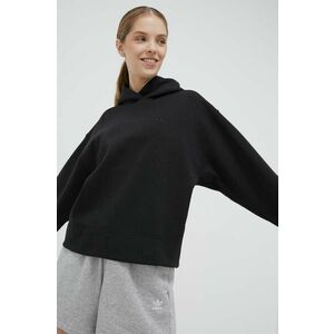 Mikina adidas Originals Premium Essentials Short Hoodie IC5247-BLACK, dámska, čierna farba, s kapucňou, jednofarebná vyobraziť