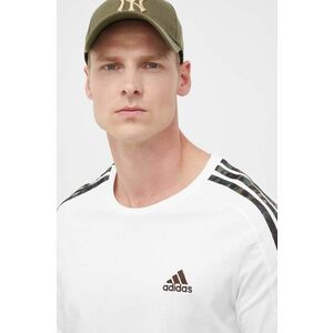 Bavlnené tričko adidas Essentials biela farba, s nášivkou, IC9343 vyobraziť