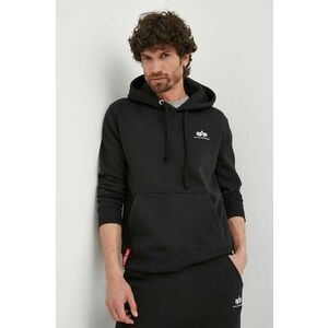 Mikina Alpha Industries Basic Basic Hoody Small Logo 196318.03, pánska, čierna farba, s kapucňou, s potlačou vyobraziť