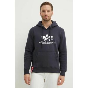 Mikina Alpha Industries Basic Hoody 178312.02, pánska, tmavomodrá farba, s kapucňou, s potlačou vyobraziť