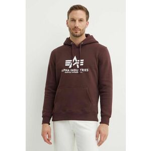 Mikina Alpha Industries Basic Hoody 178312.21, pánska, bordová farba, s kapucňou, s potlačou vyobraziť