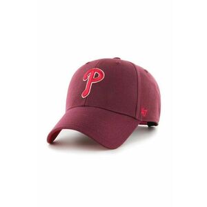 Bavlnená šiltovka 47 brand MLB Philadelphia Phillies bordová farba, s nášivkou vyobraziť