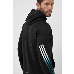 Tréningová mikina adidas Performance Train Icons čierna farba, s kapucňou, s potlačou vyobraziť