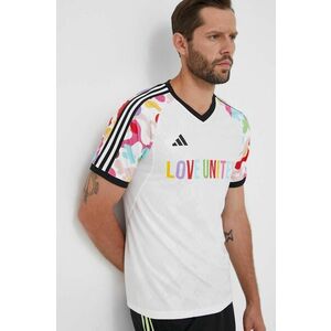 Tréningové tričko adidas Performance Pride Tiro biela farba, vzorované vyobraziť