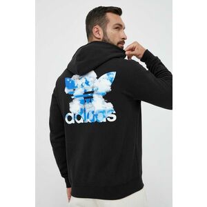 Bavlnená mikina adidas Originals pánska, čierna farba, s kapucňou, s potlačou vyobraziť