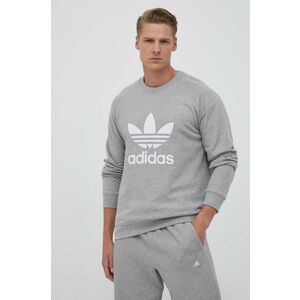 Bavlnená mikina adidas Originals pánska, šedá farba, s potlačou vyobraziť