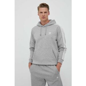 Mikina adidas Originals pánska, šedá farba, s kapucňou, melanžová vyobraziť