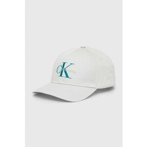 Bavlnená šiltovka Calvin Klein Jeans biela farba, s nášivkou, K50K510061 vyobraziť