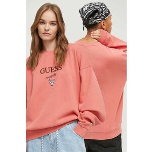 Mikina Guess Originals pánska, oranžová farba, s nášivkou vyobraziť