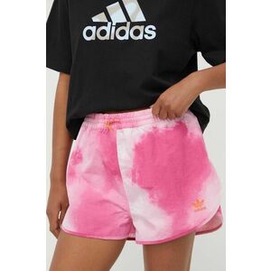 Šortky adidas Originals dámske, ružová farba, vzorované, vysoký pás vyobraziť