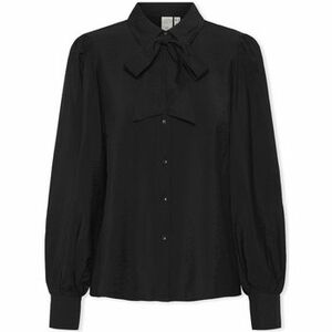 Blúzka Y.a.s YAS Noos Pil LS Bow Shirt - Black vyobraziť