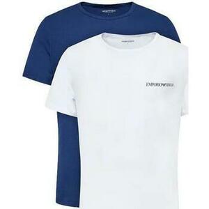 Tričká a polokošele Emporio Armani Lounge 2 Pack Crew T-Shirts White/Blue vyobraziť