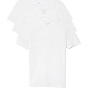 Tričká a polokošele Lacoste Lounge 3 Pack Plain Cotton T-Shirt White vyobraziť