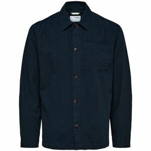 Košele s dlhým rukávom Selected Noos Linen Overshirt - Sky Captain vyobraziť