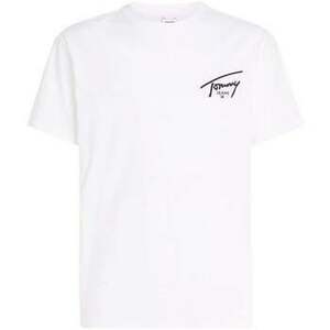 Tričká a polokošele Tommy Jeans Signature Logo Crew T-Shirt White vyobraziť