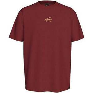 Tričká a polokošele Tommy Jeans Gold Signature T-Shirt Regatta Red vyobraziť