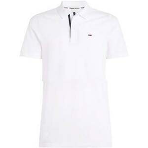 Tričká a polokošele Tommy Jeans Slim Flag Placket Polo Shirt White vyobraziť