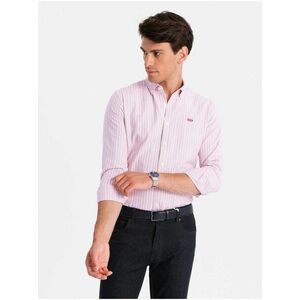Pánska bavlnená košeľa REGULAR FIT s jemnými prúžkami Ombre Clothing Ombre Clothing vyobraziť