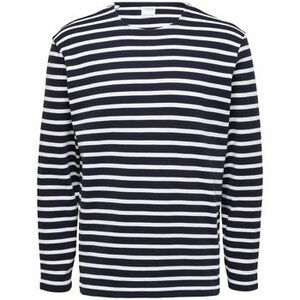 Tričká a polokošele Selected Noos Briac Stripe L/S T-Shirt - Navy Blazer vyobraziť