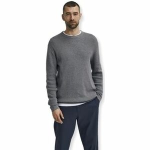 Svetre Selected Noos Rocks Knit L/S - Medium Grey Melange vyobraziť