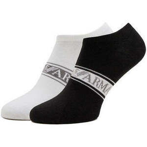 Kotníkové ponožky Emporio Armani 2 Pack Knitted Logo Trainer Socks - White/Black vyobraziť