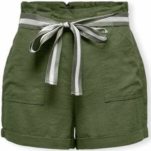 Šortky/Bermudy Only Luna Linen Shorts - Olive Green vyobraziť