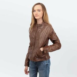 Bundy Cameleon Wmns Leather Jacket 5214 Tobacco vyobraziť