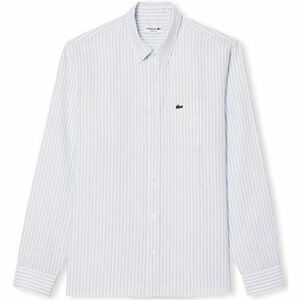 Košele s dlhým rukávom Lacoste Regular Fit Linen Shirt - Blue/Blanc vyobraziť