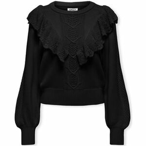 Svetre Only Cherry LS Ruffle Knit - Black vyobraziť