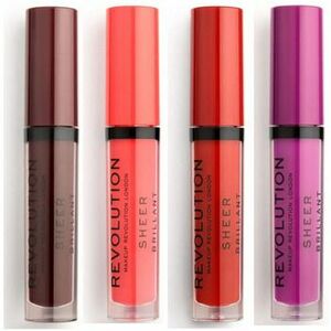 Lesky na pery Makeup Revolution Lot of 4 Sheer Brilliant Lip Glosses - 148 Plum/ 130 De vyobraziť