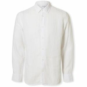 Košele s dlhým rukávom Selected Regkylian-Linen Shirt - White vyobraziť