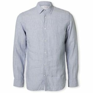 Košele s dlhým rukávom Selected Regkylian-Linen Shirt - Blue Fog/White vyobraziť