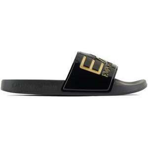 športové šľapky Ea7 Emporio Armani Visibility Logo Slides Shiny Black/Gold vyobraziť