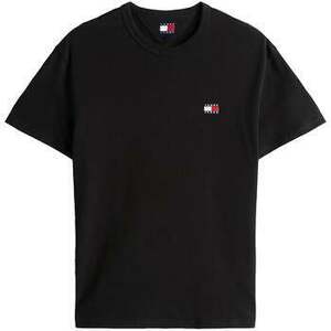 Tričká a polokošele Tommy Jeans Reg Logo Badge T-Shirt Black vyobraziť