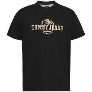 Tričká a polokošele Tommy Jeans Embroidered Varsity T-Shirt Black vyobraziť