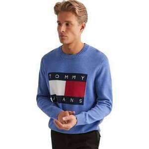 Mikiny Tommy Jeans Knitted Flag Sweater Tempo Blue Melange vyobraziť