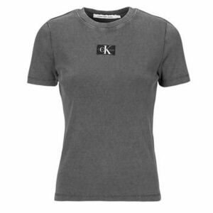 Tričká s krátkym rukávom Calvin Klein Jeans LABEL WASHED RIB SLIM TEE vyobraziť