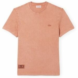 Tričká a polokošele Lacoste Washed Effect Heavy Jersey T-Shirt - Light Brown vyobraziť