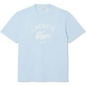 Tričká a polokošele Lacoste Signature Print Cotton T-Shirt Light Blue vyobraziť