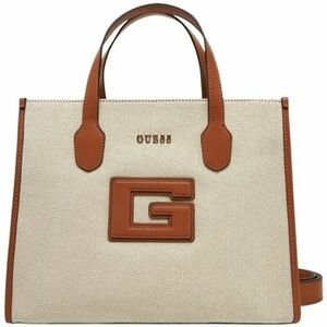 Tašky cez rameno Guess KATINE TOP ZIP SHOUL NATURAL/COGNAC Marron vyobraziť