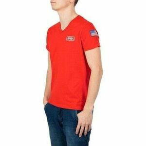 Tričká a polokošele Nasa BASIC FLAG V NECK RED BASIC FLAG V NECK vyobraziť