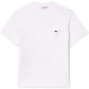 Tričká a polokošele Lacoste Chest Pocket Cotton T-Shirt White vyobraziť